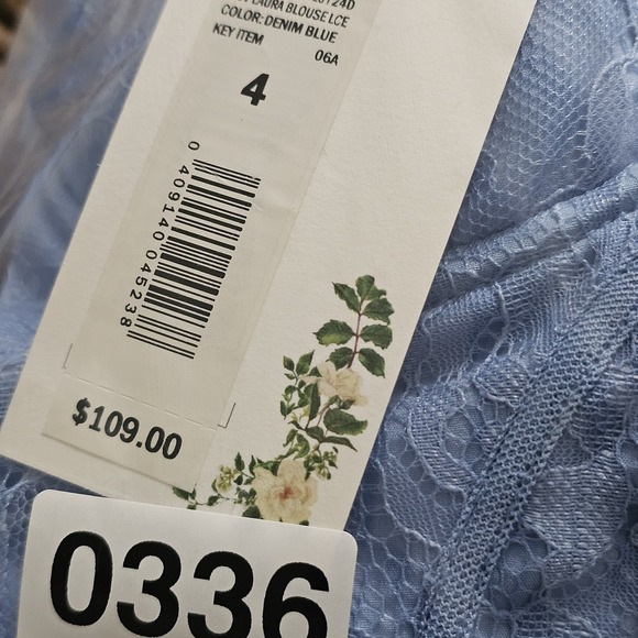 Chelsea & Violet Women Top Size 4 Blue Lace Sweetheart Neck Long Sleeves New 336 - Picture 9 of 9